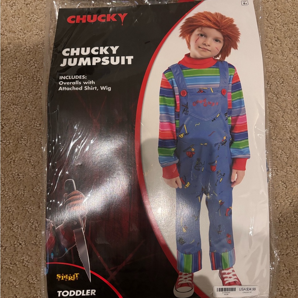 Spirit Chucky Toddler Costume with Blue Overalls